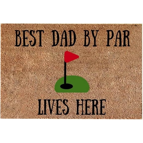Coco Coir Door Mat Heavy Duty Coir Doormats Entrance Mat with Non Slip Backing Gifts for Fathers Day Brown Door Rug Summer Easy to Clean Entry Mat for Front Porch ''Best Dad by Par Lives Here'' 16x24