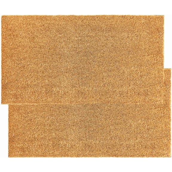 Coco Coir Door Mat with Heavy Duty Backing Welcome Doormat 17 x 30 Inches Plain 2 Pack