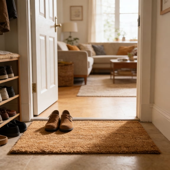 Coco Coir Doormat, Plain Tan Coconut Fiber Floor Mat, Non- Heavy Duty Backing, Weather Resistant Durable Entry Mat For Indoor Outdoor Front Door Entrance 15.75X29.53"