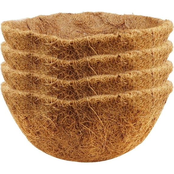 Coco Coir Liner Replacement for Plant Hanging Basket,Casewin 4 Pcs 16 Inches Round Natural Thick Coconut Fiber Liner for Garden Flowers Vegetables Pot/Box Basket Planter