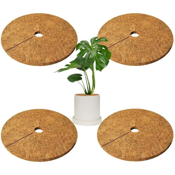 Bexikou Coco Coir Natural Coconut Fiber Mulch Mat, 11.8 inch with Breathable Design (4 Pack)