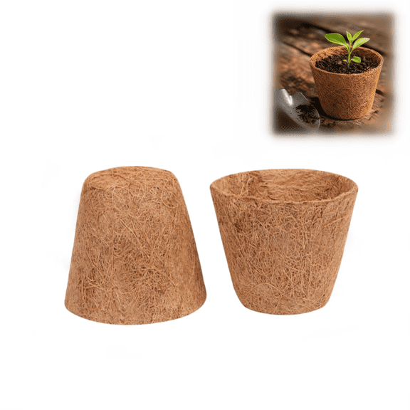 Coco Coir Plant Pots, Biodegradable Seed Starter Pots, Coco Peat Pots Seedling Cups, Small Plant Pots Germination, Nursery Planting Tray Plant Pots (1 PC)