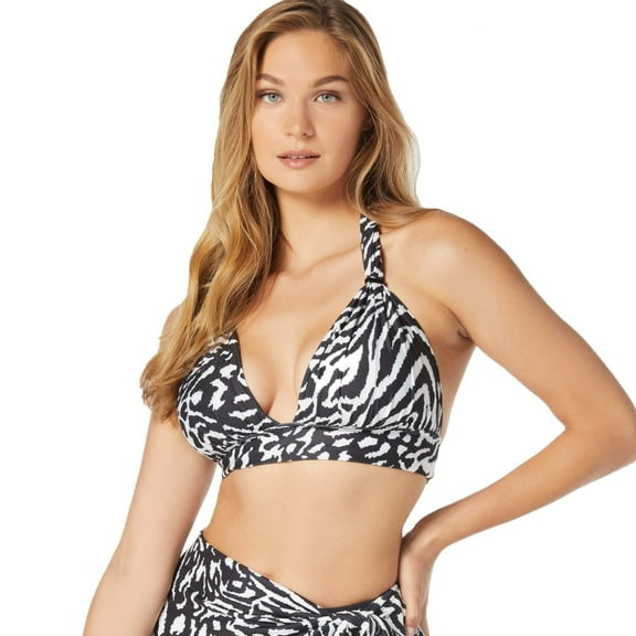 Contours by Coco Reef Women's Draped Halter Swim Top Swimsuit (10/34C/D, Black)