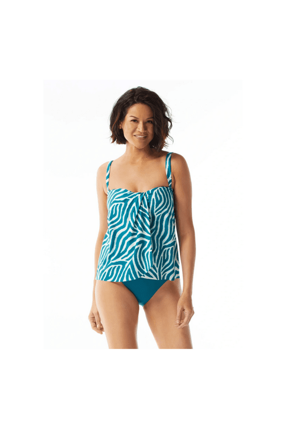 Clarity Bandeau Bra Sized Tankini Top , Teal Cove , 14/38 D