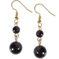 thumbnail image 1 of Coco Dangles - Mini Round Beaded Ball Dangling Drop Earrings, Black Double Dangle, Gold-Tone, 1 of 4