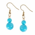 thumbnail image 1 of Coco Dangles - Mini Round Beaded Ball Dangling Drop Earrings by Humble Chic NY, Aqua Double Drop, Teal, Blue, 1 of 7