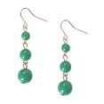 thumbnail image 1 of Coco Dangles - Mini Round Beaded Ball Dangling Drop Earrings by Humble Chic NY, Green Triple Dangle, Kelly, Gold-Tone, 1 of 3