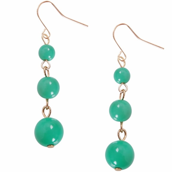 Humble Chic Green Marbled Ball Drop Dangle Earrings for Women - Lightweight Boho Bead Drops