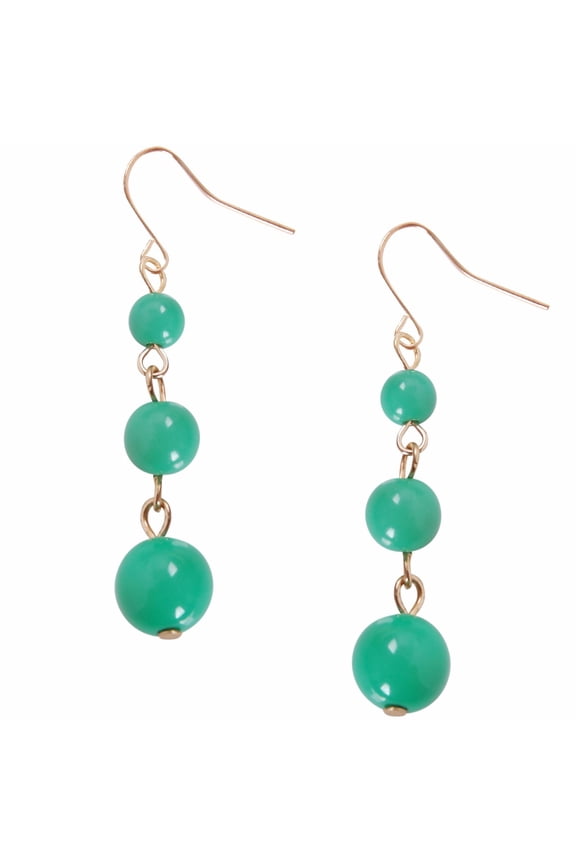 Green Marbled Ball Drop Dangle Earrings for Women - Lightweight Boho Bead Drops