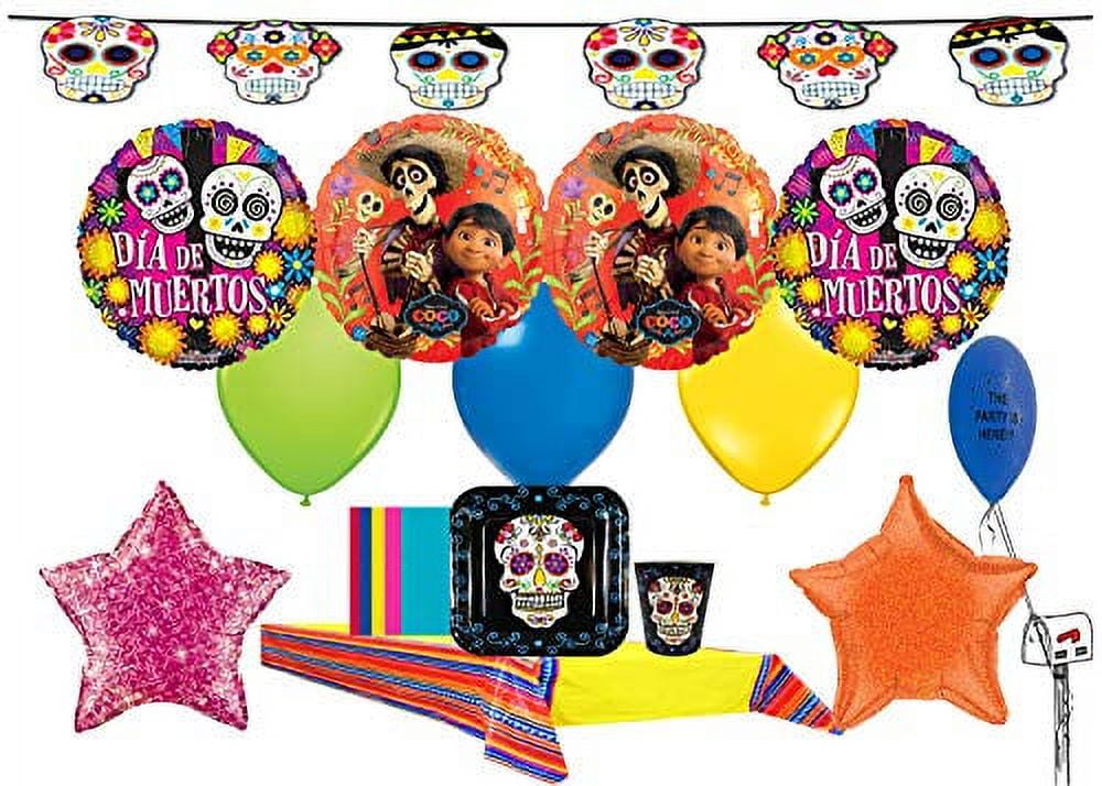 COMBINED BRANDS Coco Day of The Dead Party Pack for 16 Guests with Balloons