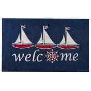 Coco Doormat Front Door Welcome Mat Non Slip Rug Entryway Decorative Coastal Coir Door Mat Indoor Outdoor Rug Nautical Sailboat Entrance Mat for Porch Garage High Traffic Areas - 18 x 30 inches