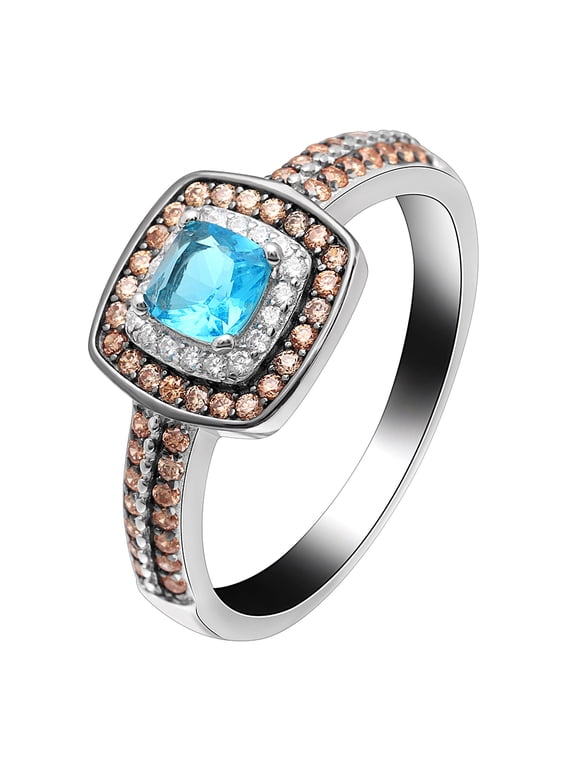 Coco Engagement Ring Women Chocolate Blue Sterling Silver Ginger Lyne Collection