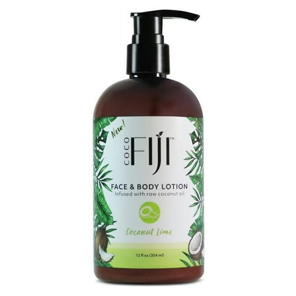Coco Fiji Face & Body Lotion Infused With Coconut Oil | Lotion for Dry Skin | Moisturizer Face Cream & Massage Lotion for Women & Men |Coconut Lime 12 oz, Pack of 1