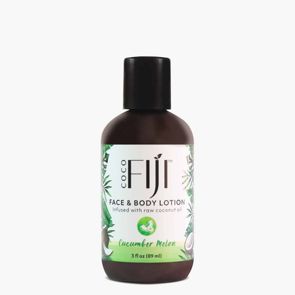 Coco Fiji Face & Body Lotion Infused With Coconut Oil |  Lotion for Dry Skin | Moisturizer Face Cream & Massage Lotion for Women & Men | Cucmber Melon 3 oz