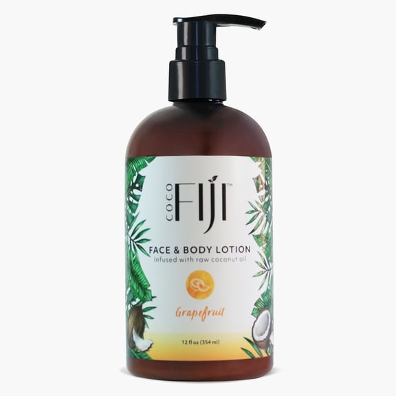 Coco Fiji Face & Body Lotion Infused With Coconut Oil | Lotion for Dry Skin | Moisturizer Face Cream & Massage Lotion for Women & Men | Grapefruit 12 oz, Pack of 1