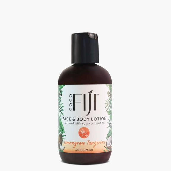 Coco Fiji Face & Body Lotion Infused With Coconut Oil |  Lotion for Dry Skin | Moisturizer Face Cream & Massage Lotion for Women & Men | Lemongrass Tangerine 3 oz