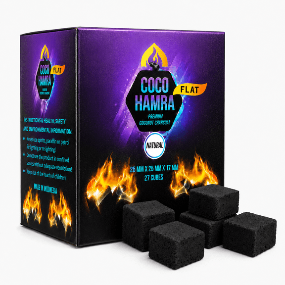 Coco Hamra* Natural Coconut Shell Charcoal Flat - 27pcs Coals - Made from Natural Coconut Incense Briquettes | Made in Indonesia | 25mm Charcoal Incense Flat |