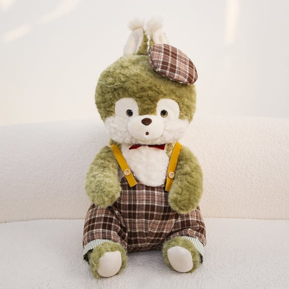 Coco the Hazelnut Squirrel Plush Toy 11", Cute Stuffed Animal in Plaid Dress, Collectible Character Plushie with Beret for Cozy Decor and Unique Gifts(Green)