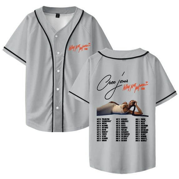 Coco Jones Why Not More Tour Merch Baseball Jersey V-Neck Shirt Women Men Short Sleeve Streetwear Clothes