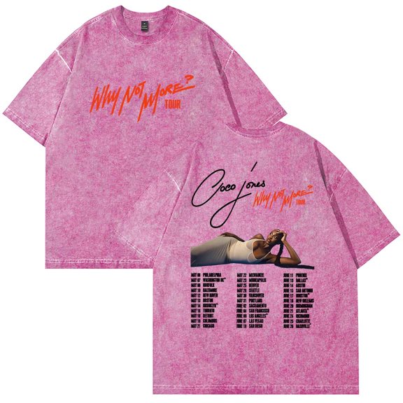 Coco Jones Why Not More Tour Merch T-Shirt Vintage Wash Tee Women Men Short Sleeve Crewneck Tee