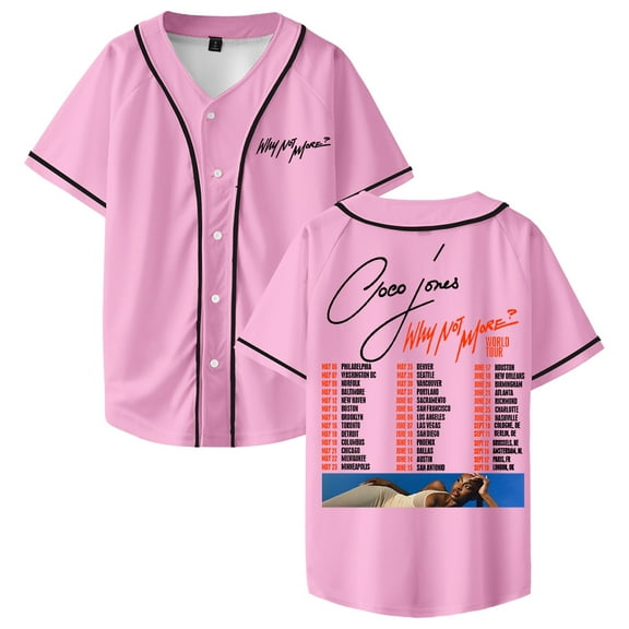 Coco Jones Why Not More World Tour Baseball Jersey Short Sleeve Button-up Shirts Men Women Streetwear Tee