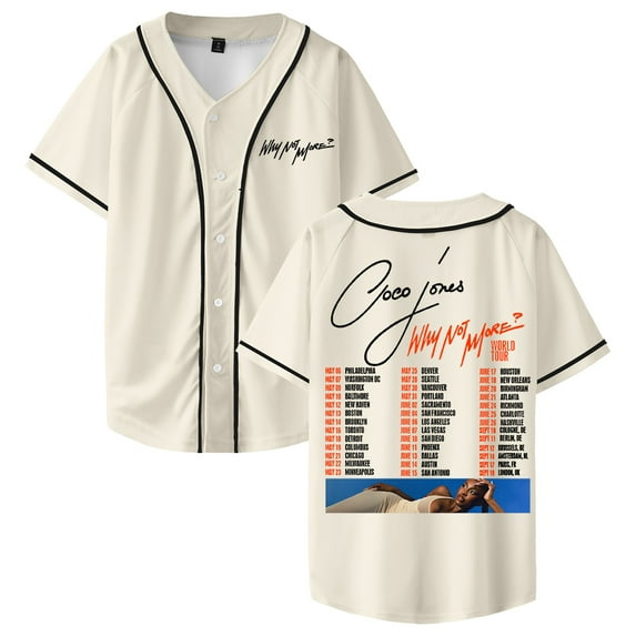 Coco Jones Why Not More World Tour Baseball Jersey Short Sleeve Button-up Shirts Men Women Streetwear Tee
