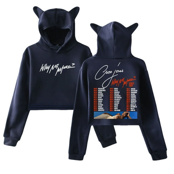 Coco Jones Why Not More World Tour Hoodie Cat Ears Hooded Sweatshirt Long Sleeve Crop Top Women's Clothes