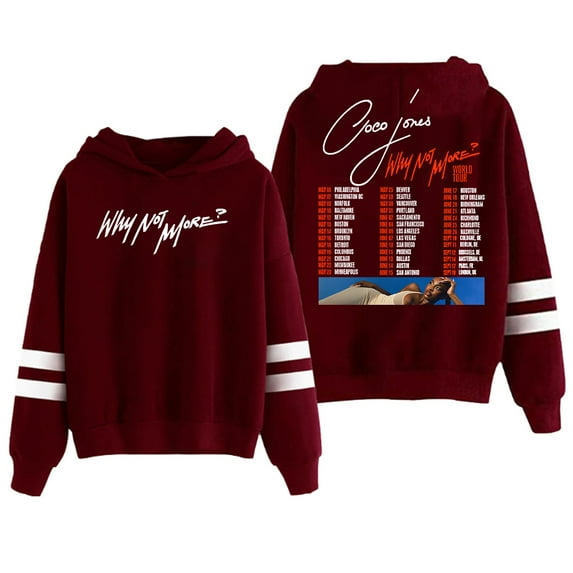 Coco Jones Why Not More World Tour Hoodie Pocketless Parallel Bars Sleeve Men Women Hooded Sweatshirt
