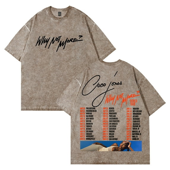 Coco Jones Why Not More World Tour T-shirt Short Sleeve Cotton Washed Tee Men Women Streetwear Tops