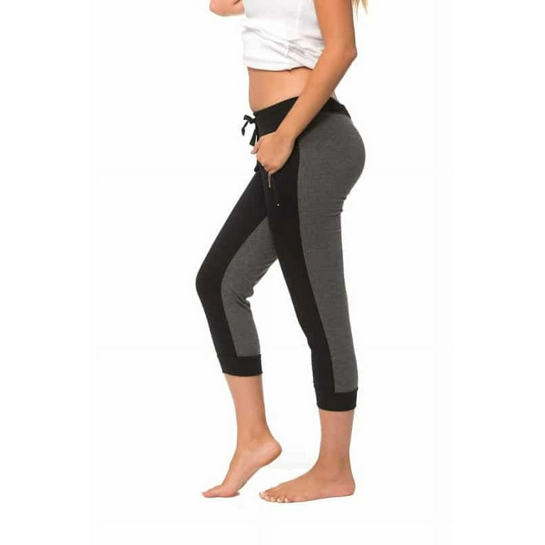 Coco Limon Casual Women s Capri Joggers With Pockets Black Walmart