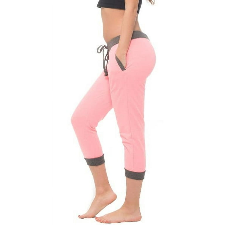 Coco Limon Women s Comfortable Capri Joggers With Color Contrast