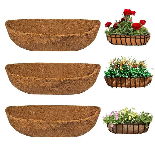 Coco Liner Trough Coco Liner for Planters, 24/30/36/48 inch Half Moon