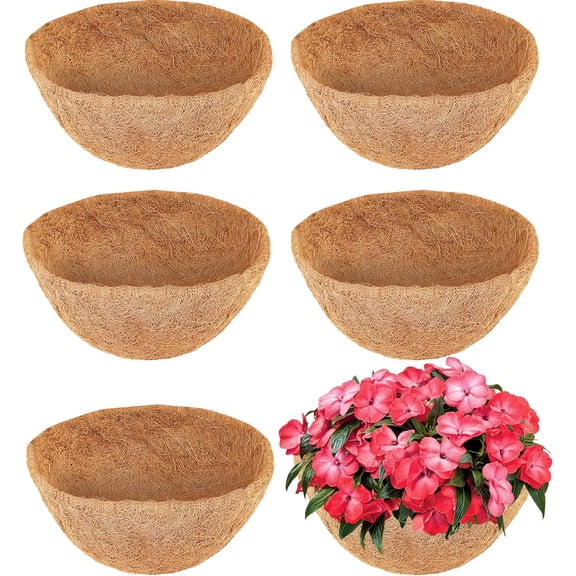 Coco Liners for Planters - 6 Pack 18 Inch Round Hanging Basket Liners, 100% Natural Coconut Fiber Replacement Liners for Hanging Baskets Planters Flowers, Plants, Vegetables (18'' Pack of 6)