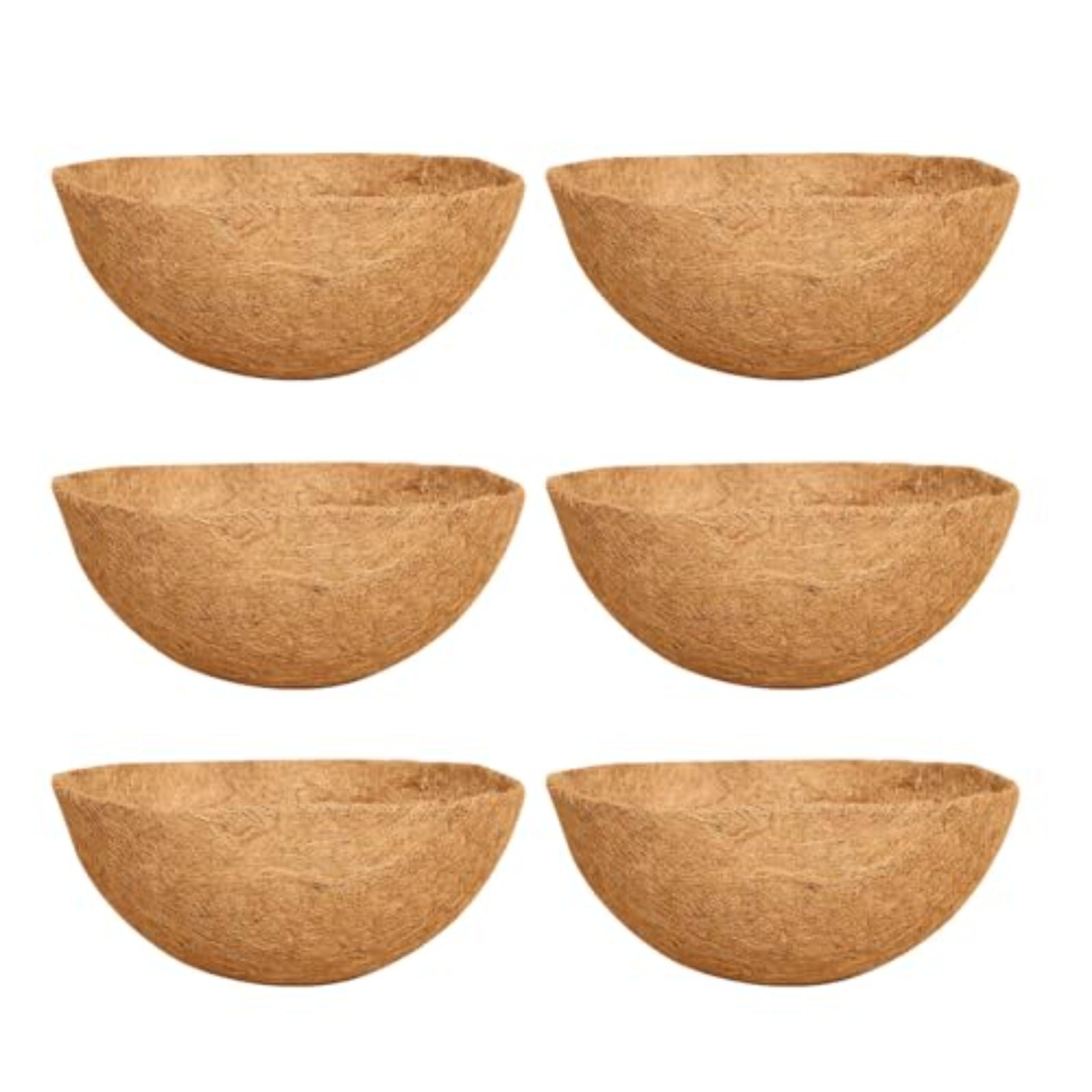 Coco Liners for Planters, 6 Pack Round Hanging Basket Liners, Natural Trough Coconut Coir