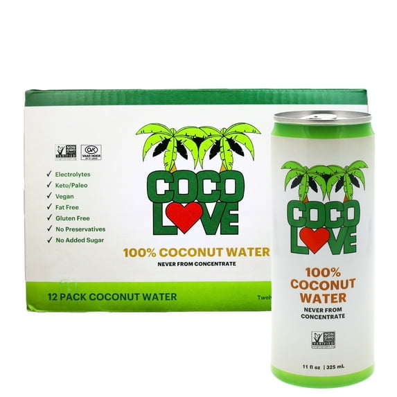 Coco Love Coconut Water, 11 fl oz, 12 Pack Count, Liquids
