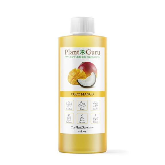 Coco Mango Fragrance Oil 4 fl. oz. Scented Oil for DIY Soap Making, Candles, Bath Bombs, Body Butters. Used In Aromatherapy Diffusers, Burners and Warmers. Great Addition To Lotions and Creams.