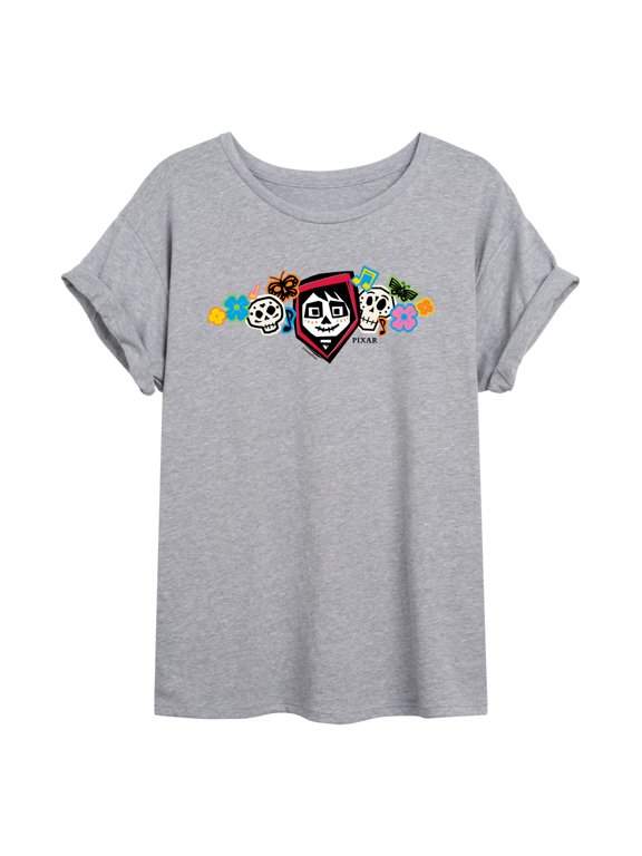 - Miguel Paper Cut-Outs - Juniors Oversized Graphic T-Shirt