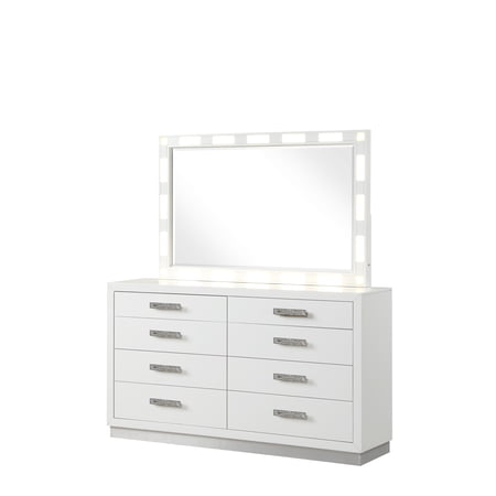 Coco Modern Style 8-Drawer Dresser Made with Wood in Milky White