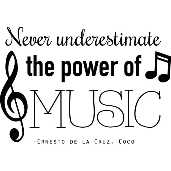 Coco Movie Wall Decal - "Never Underestimate the Power of MUSIC" Vinyl Sticker / Decor - 20"x18"