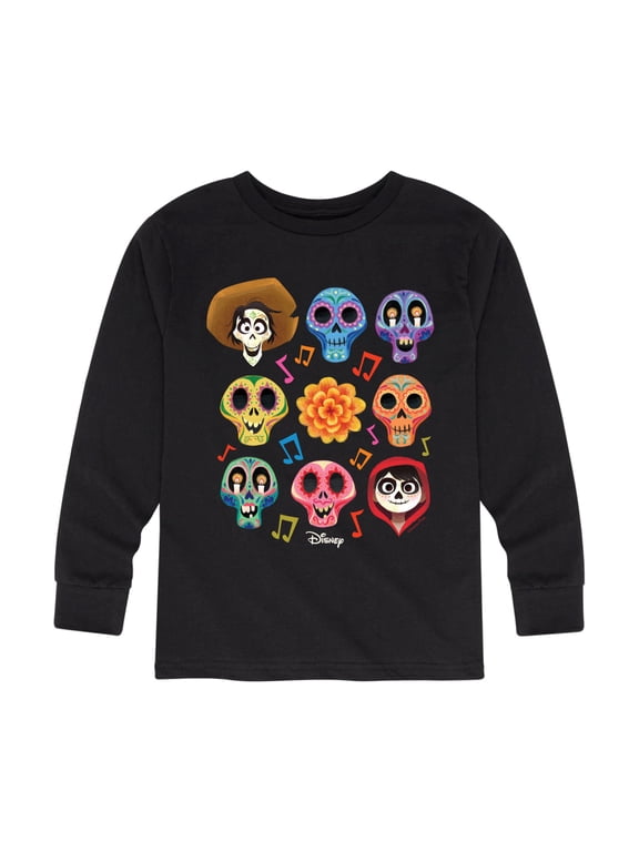 - Musical Skulls Long Sleeve Graphic T-Shirt