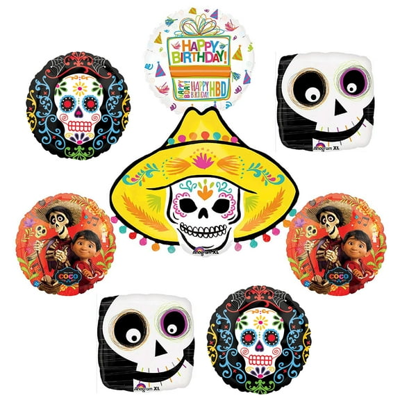 Coco Party Supplies Birthday Balloon Bouquet Decorations 8 pc