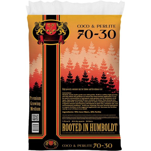 Coco & Perlite 70-30 Soilless Growing Medium, 1.76 Cubic Foot - Ready to Use, High Porosity Container Mix for Indoor and Greenhouse Applications