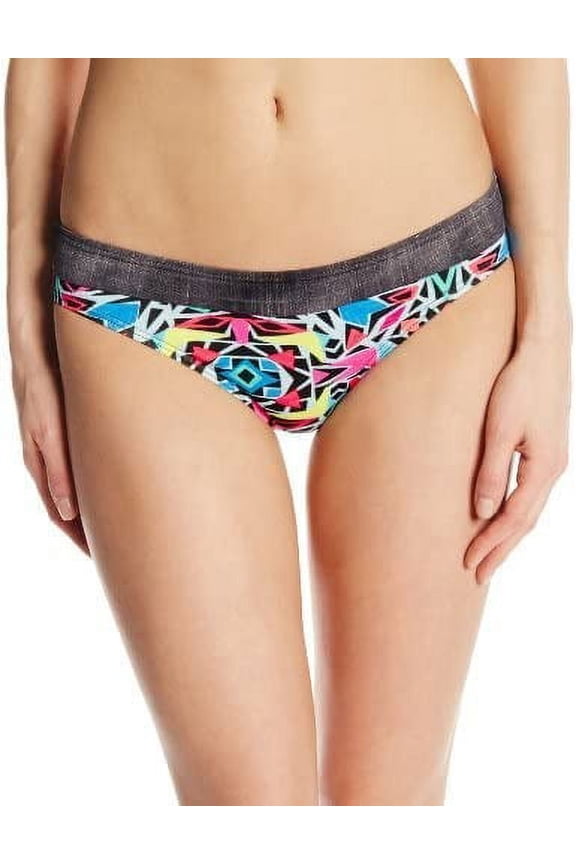 MULTI Geo-Print Banded-Waist Bikini Swim Bottom, US Large