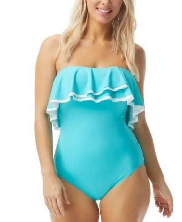 Coco Reef AQUA Contours Ruffled Strapless One-Piece Swimsuit