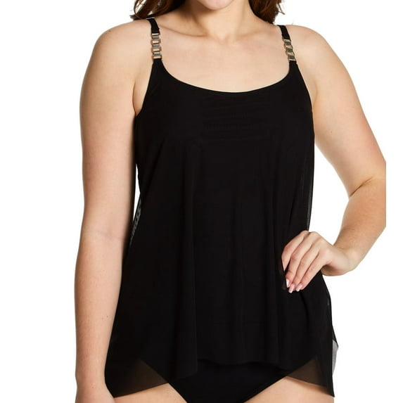 Coco Reef BLACK Classic Solids Current Mesh Layer Tankini Top, US 38D, UK 38D