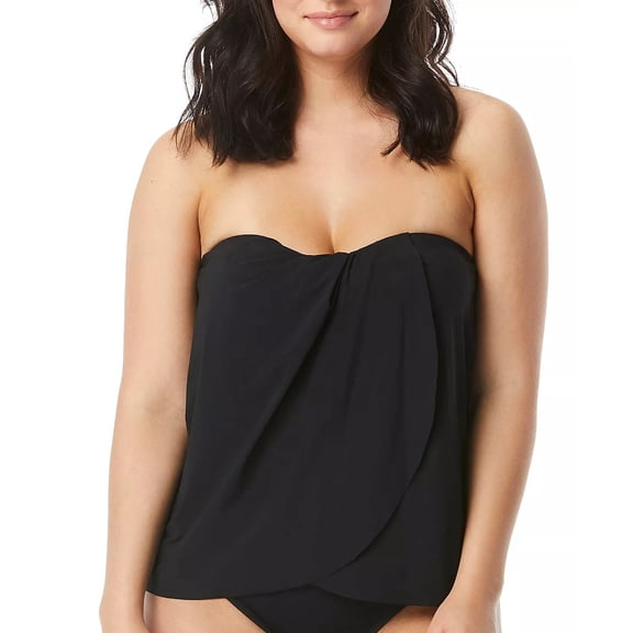 Contours by Coco Reef Women's Standard Clarity Bandeau Bra Sized Tankini Top, Black 001, 10/34 D