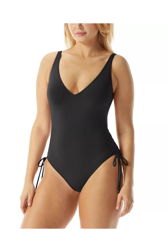 BLACK Contours Stellar Shirred-Side One Piece Swimsuit, US 10/34C