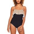 thumbnail image 1 of Coco Reef BLACK Paradiso Agate Ruffle Bandeau One-Piece Swimsuit, US 8/32D, 1 of 5