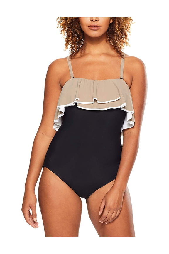 BLACK Paradiso Agate Ruffle Bandeau One-Piece Swimsuit, US 8/32D