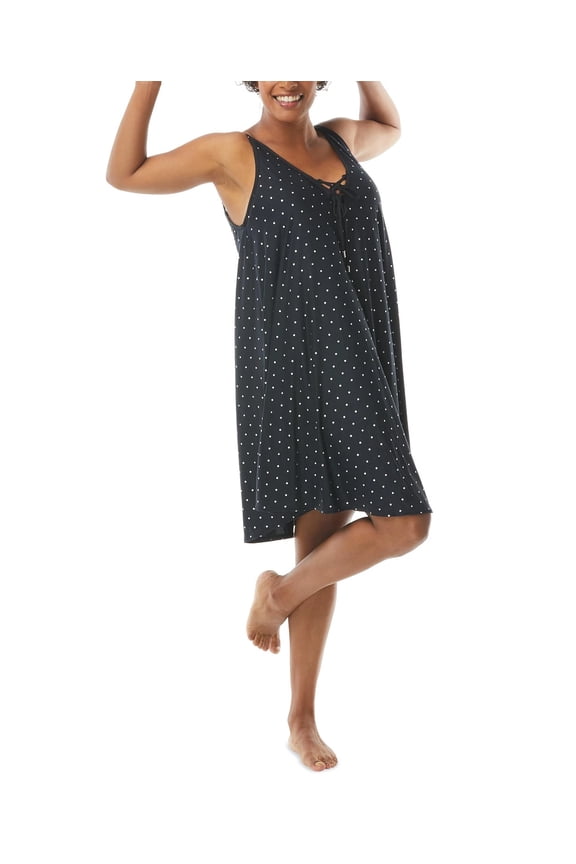 BLACK Polka Dot-Print Swim Cover-up, US X-Large